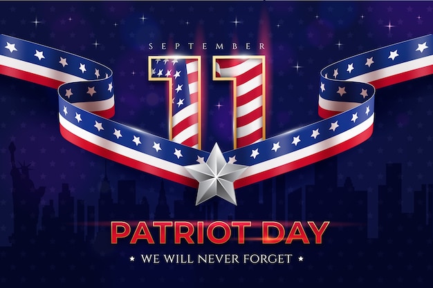 Vettore gratuito sfondo realistico per la celebrazione del giorno del patriota 9 11