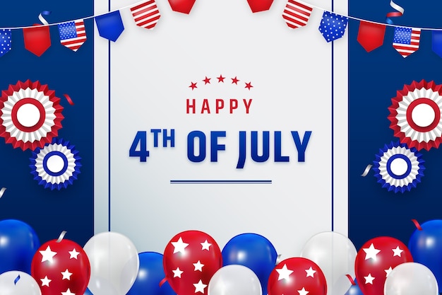 Realistic background for american 4th of july celebration