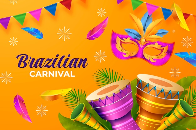 Vettore gratuito sfondo realistico per la celebrazione del carnevale brasiliano