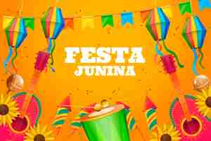 Free vector realistic background for brazilian festas juninas celebration