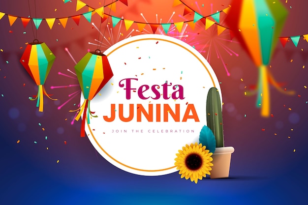 Free vector realistic background for brazilian festas juninas celebrations