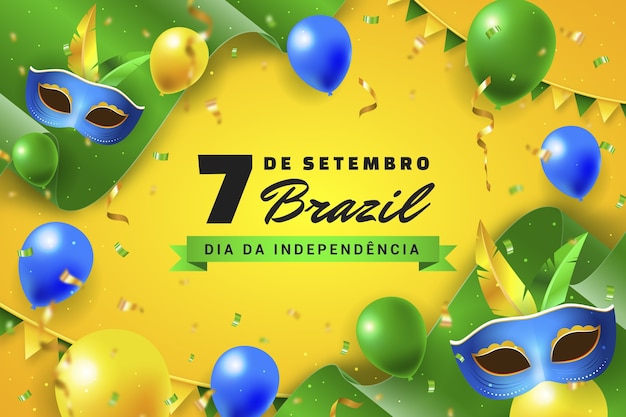 Vettore gratuito lo sfondo realistico della celebrazione del giorno dell'indipendenza brasiliana