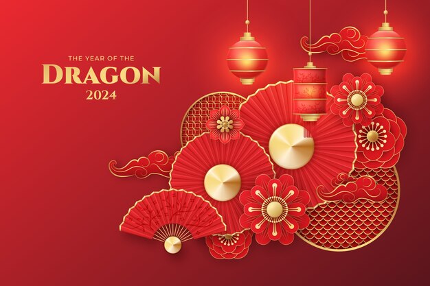 Реалистичный фон китайского праздника Нового года