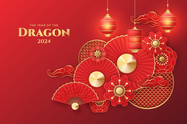 Realistic background for chinese new year festival