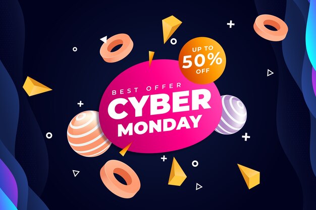 Free vector realistic background for cyber monday sale