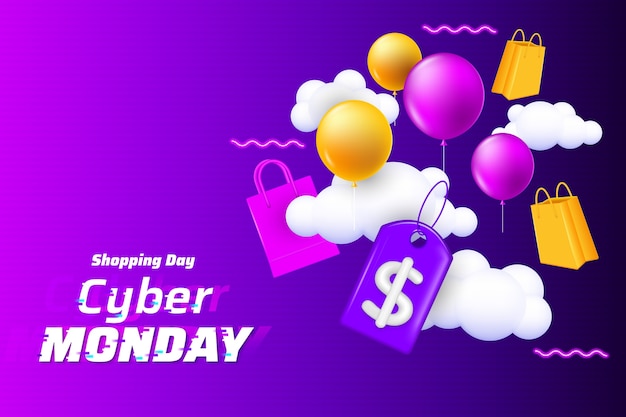 Realistic background for cyber monday sales
