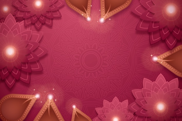 Free vector realistic background for diwali festival celebration