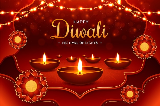 Free vector realistic background for diwali hindu festival celebration