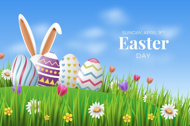 Realistic background for easter celebration