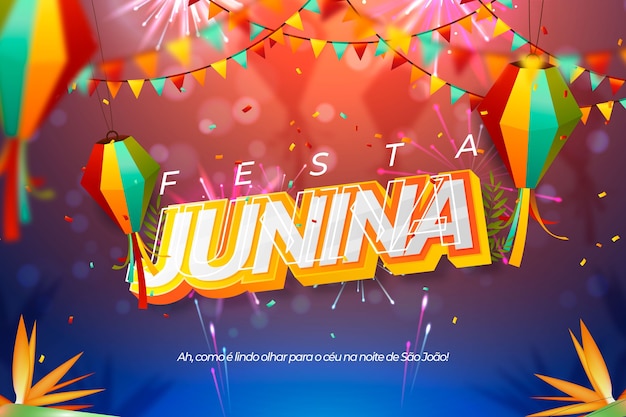 無料ベクター ブラジルのフェスタジュニーナのお祝いの現実的な背景