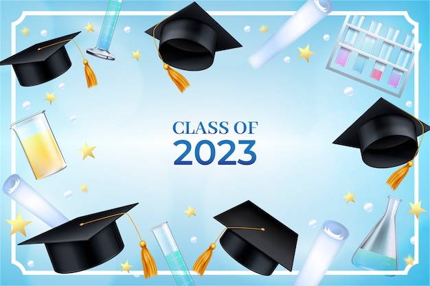 Бесплатное векторное изображение Реалистичный фон для выпускного класса 2023 года
