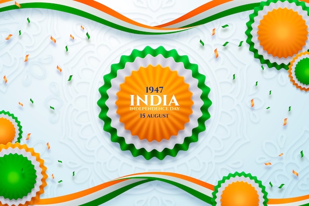 Бесплатное векторное изображение Реалистичный фон для празднования дня независимости индии