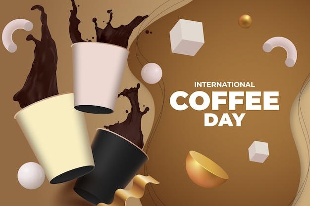 Бесплатное векторное изображение Реалистичный фон для празднования международного дня кофе