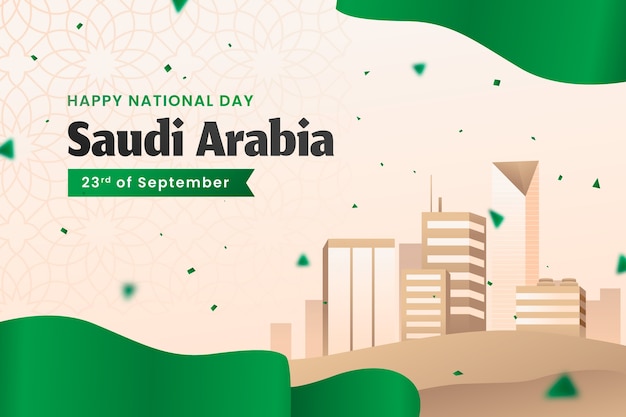 無料ベクター サウジアラビア建国記念日の現実的な背景