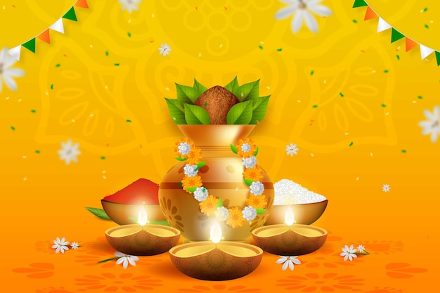 Бесплатное векторное изображение Реалистичный фон для празднования тамильского нового года