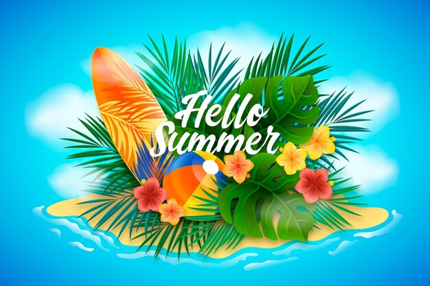 Realistic background hello summer