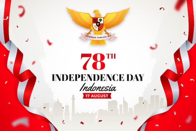 Realistic background for indonesia independence day celebration