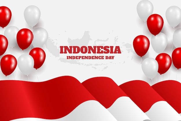 Free vector realistic background for indonesia independence day celebration