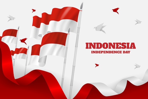 Free vector realistic background for indonesia independence day celebration