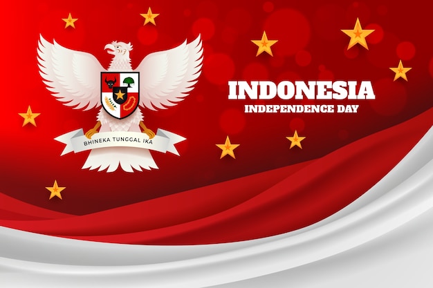 Free vector realistic background for indonesia independence day celebration