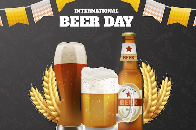 Realistic background for international beer day celebration