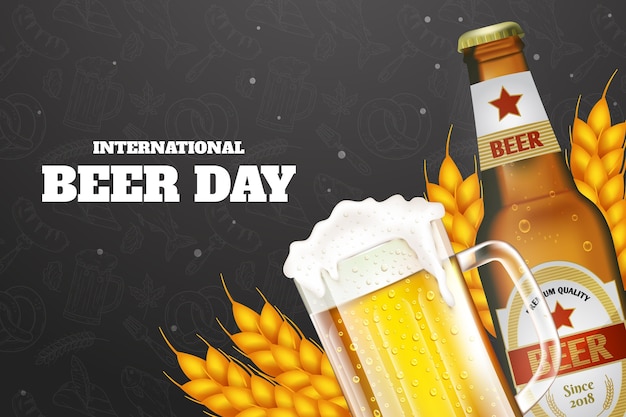 Realistic background for international beer day celebration