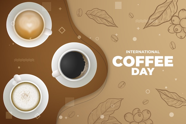 Realistic background for international coffee day celebration