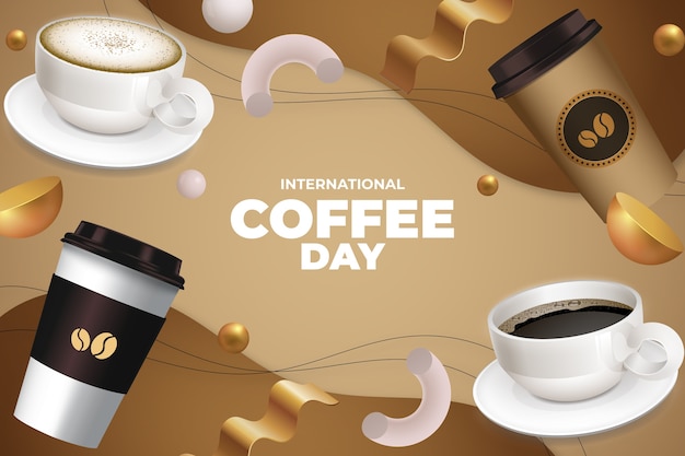 Realistic background for international coffee day celebration