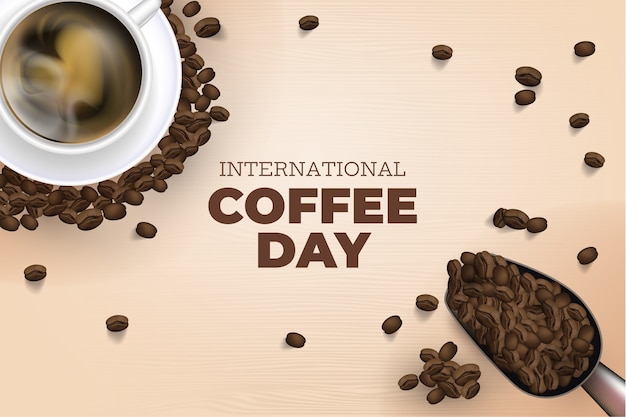 Free vector realistic background for international coffee day celebration