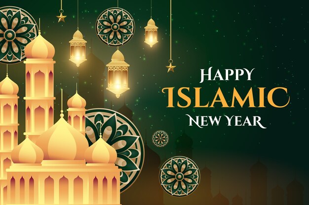 Realistic background for islamic new year celebration
