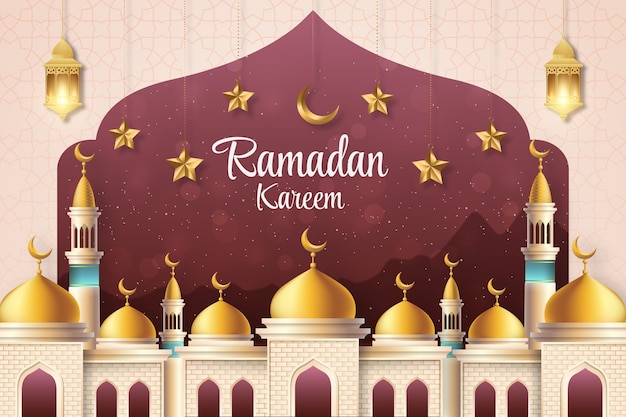 Free vector realistic background for islamic ramadan celebration