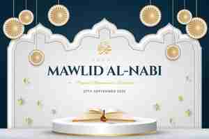 Free vector realistic background for mawlid al-nabi celebration