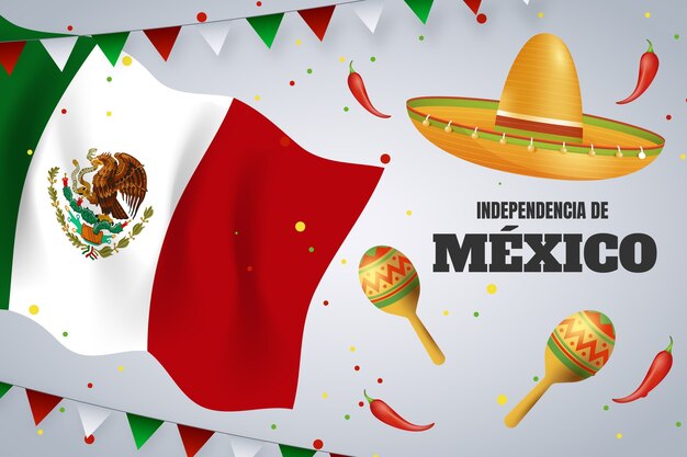 Free vector realistic background for mexico independence day celebration