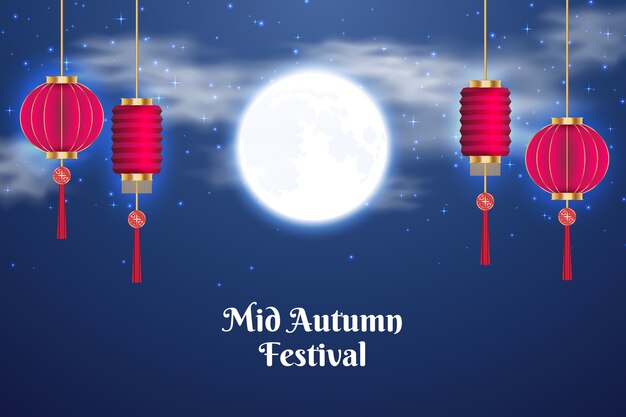 Realistic background for mid-autumn festival celebration