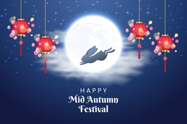 Realistic background for mid-autumn festival celebration