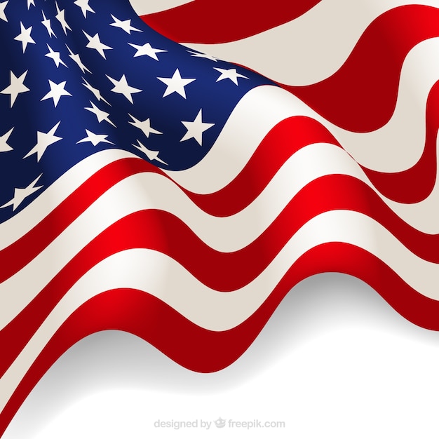 Бесплатное векторное изображение Реалистичный фон волнистых американский флаг