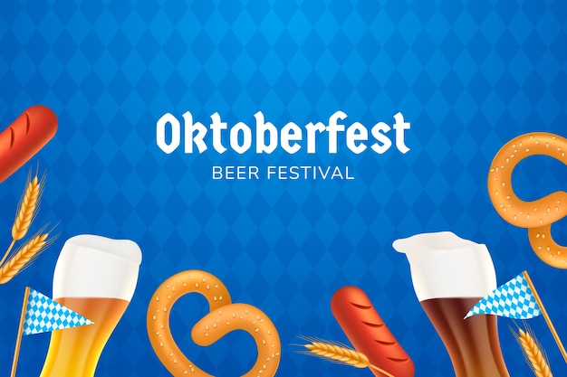 Free vector realistic background for oktoberfest festival