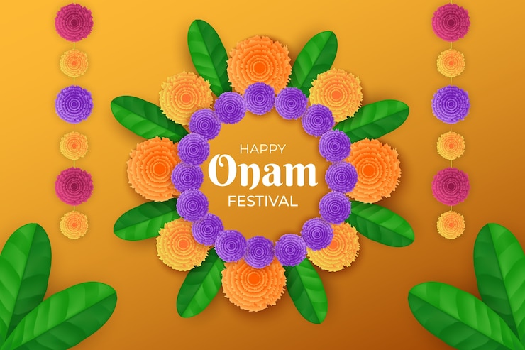 Free Vector realistic background for onam celebration