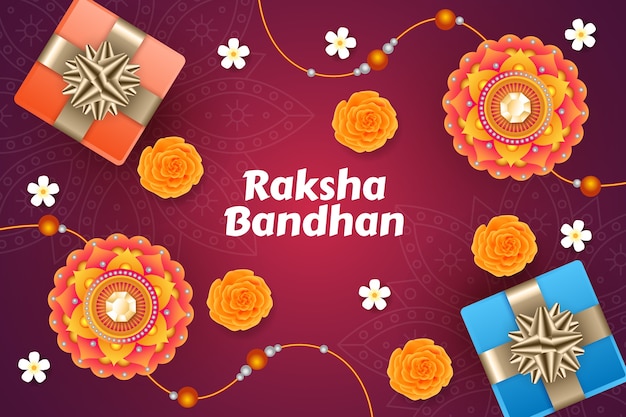 Free vector realistic background for raksha bandhan festival celebration