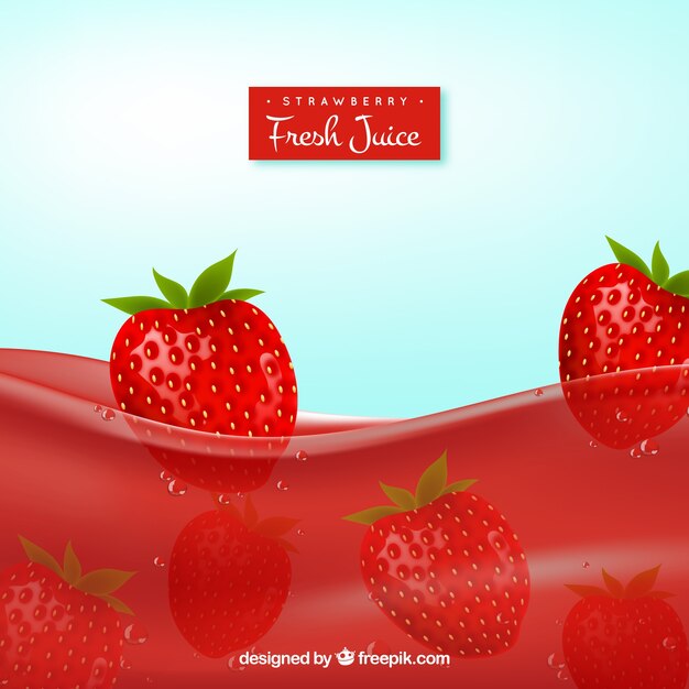 Realistic background of strawberry juice