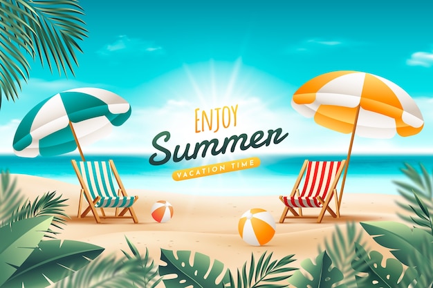 Free vector realistic background for summer season