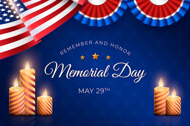 Free vector realistic background for usa memorial day celebration