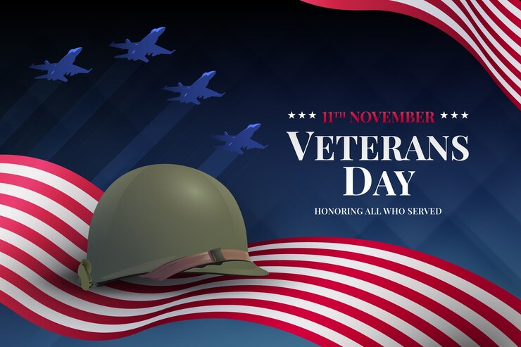 Free Vector realistic background for usa veterans day holiday