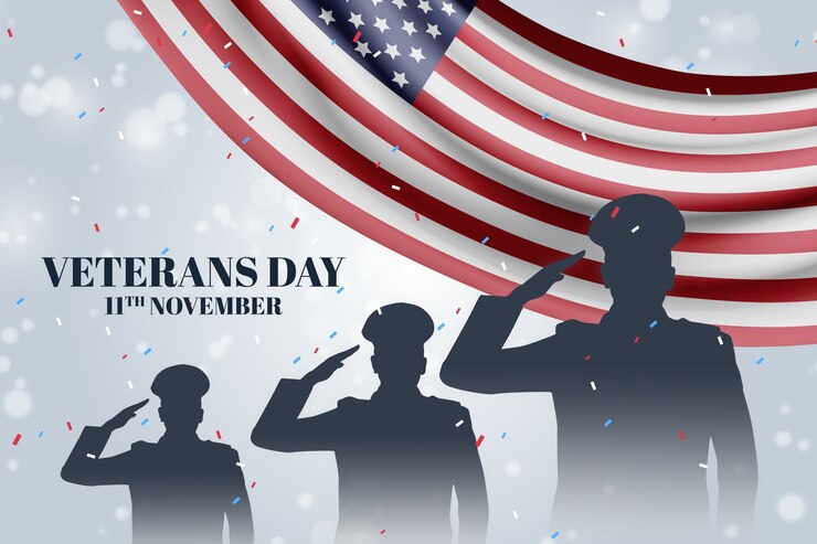 Free Vector realistic background for usa veterans day holiday
