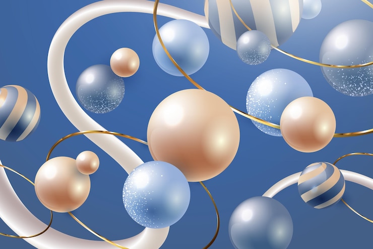 Free Vector realistic background with blue spheres