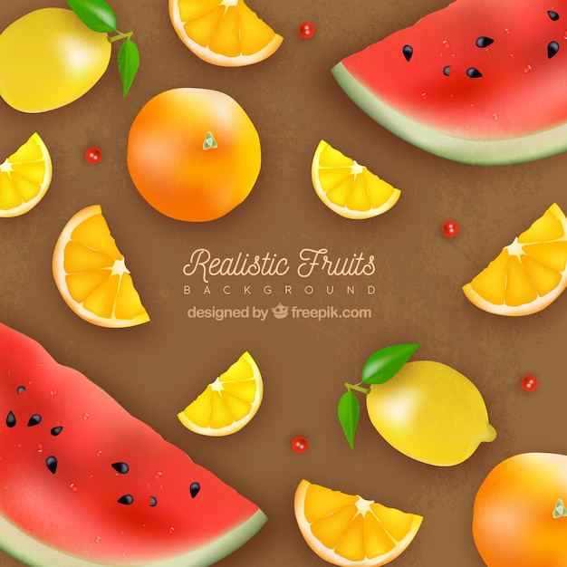 Free vector realistic background with delicious fruits