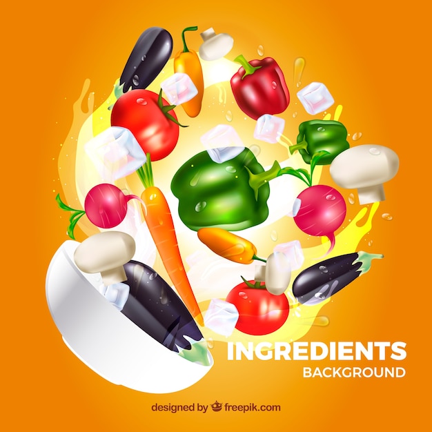 Free vector realistic background with ice and ingredients