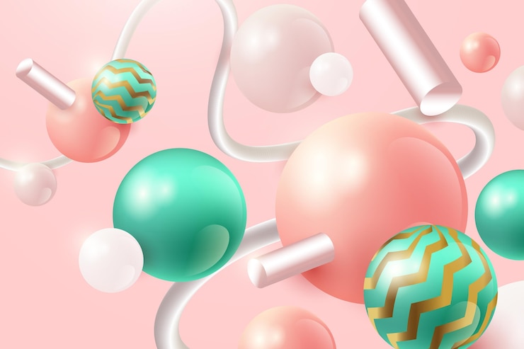 Free Vector realistic background with pink and green spheres