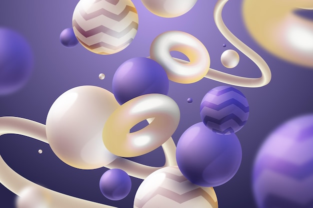 Free vector realistic background with purple spheres