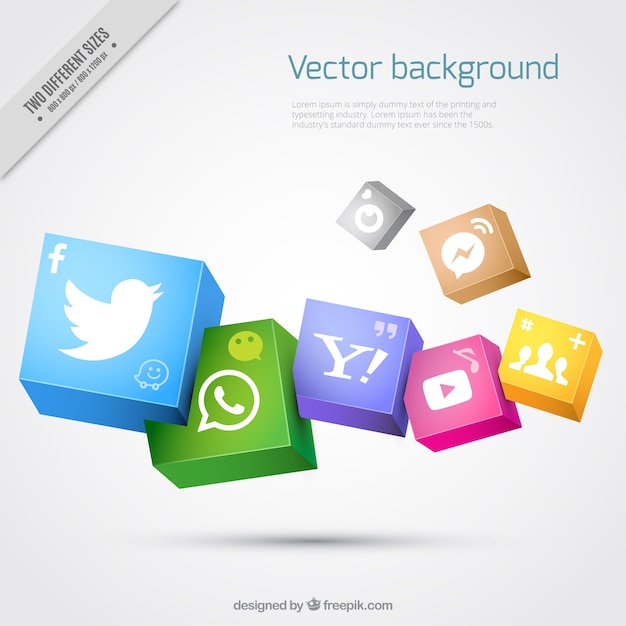 Free vector realistic background with social media icons